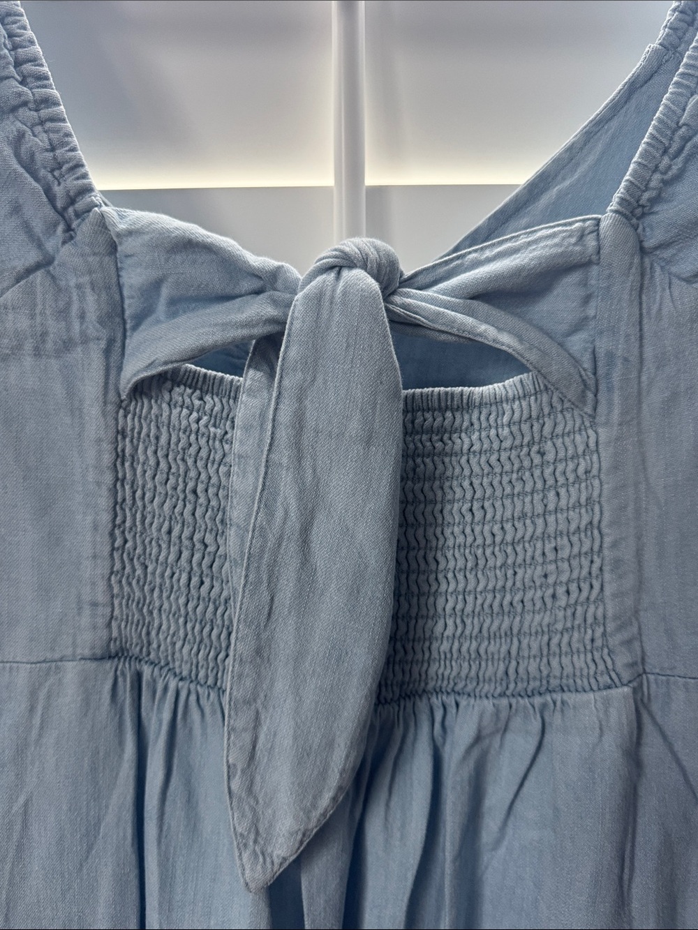 Old Navy Light Blue Jean Tiered Maxi Dress with Ruffled Straps - Picture 6 of 6